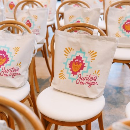 plant-based traditions with alexa soto siete foods totes on chairs